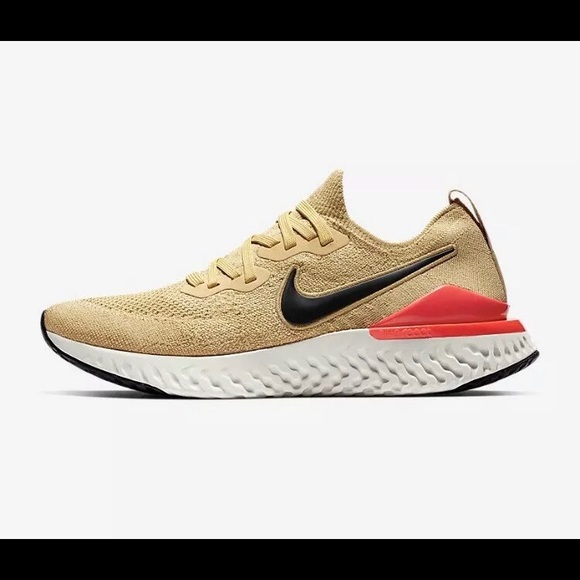 Nike Epic React Flyknit2 Club Gold Black Red Orbit - Picture 5 of 5
